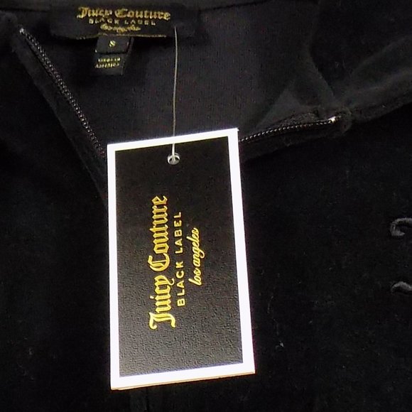 Juicy Couture Black Label Black Velour Hooded Poncho Size Small NWT - Picture 7 of 12
